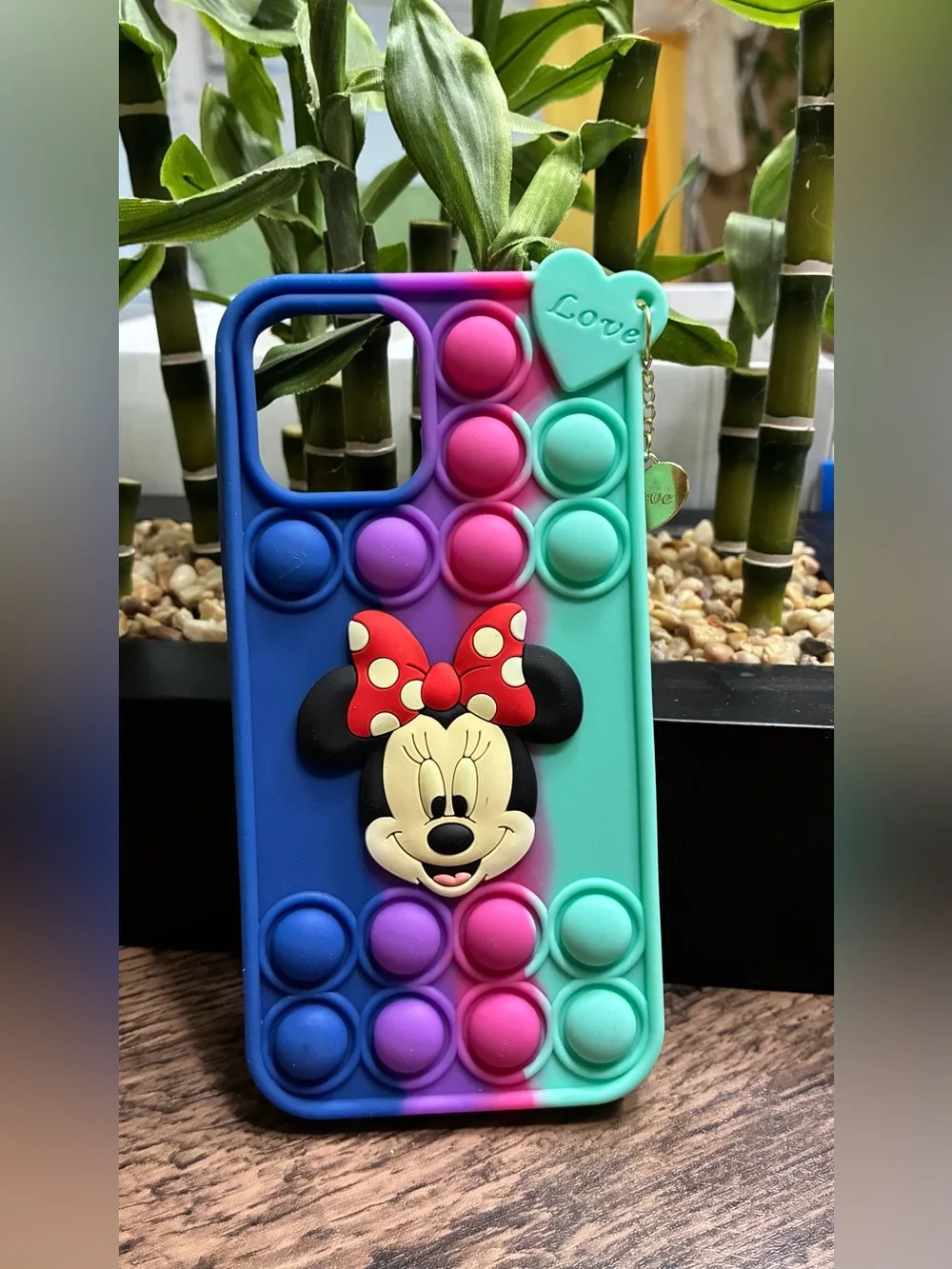 Colorful Pop-It iPhone Case 12 with Minnie Bow Charm
